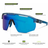 MADISON Cipher Crystal Gloss Blue Sunglasses (3 Lens Pack - Blue Mirror / Amber / Clear)