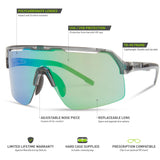 MADISON Crypto Air Crystal Smoke Sunglasses (Green Mirror Lens)